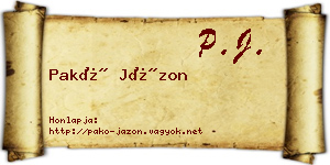 Pakó Jázon névjegykártya
